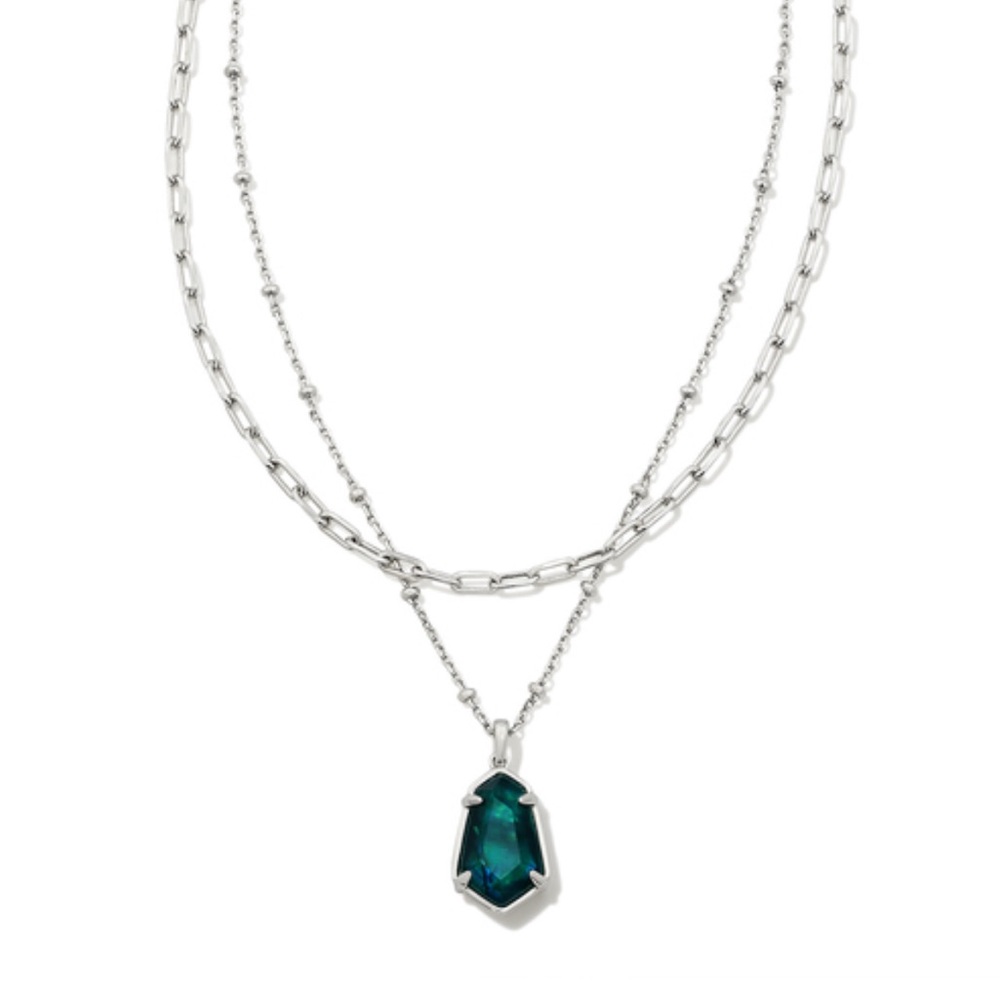 Kendra Scott Alexandria Silver Multi Strand Necklace in Platinum Drusy